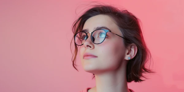 Contemplative Young Woman with Glasses