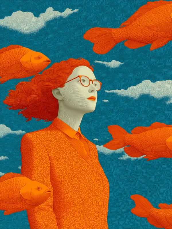 Surreal Woman with Fish