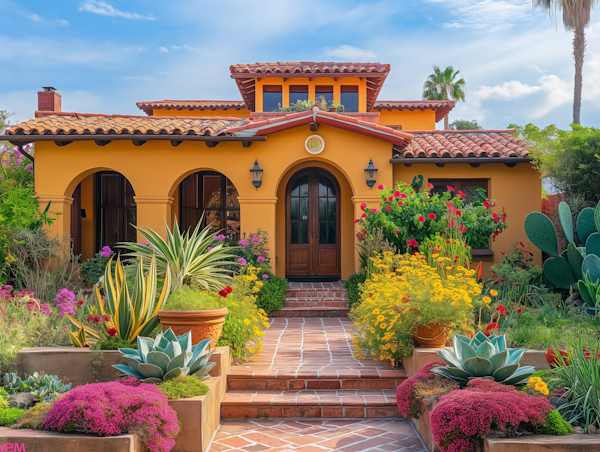 Spanish Style House with Vibrant Garden