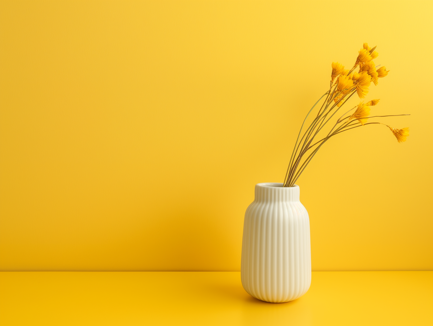 Minimalist Yellow Vase with Dried Flowers