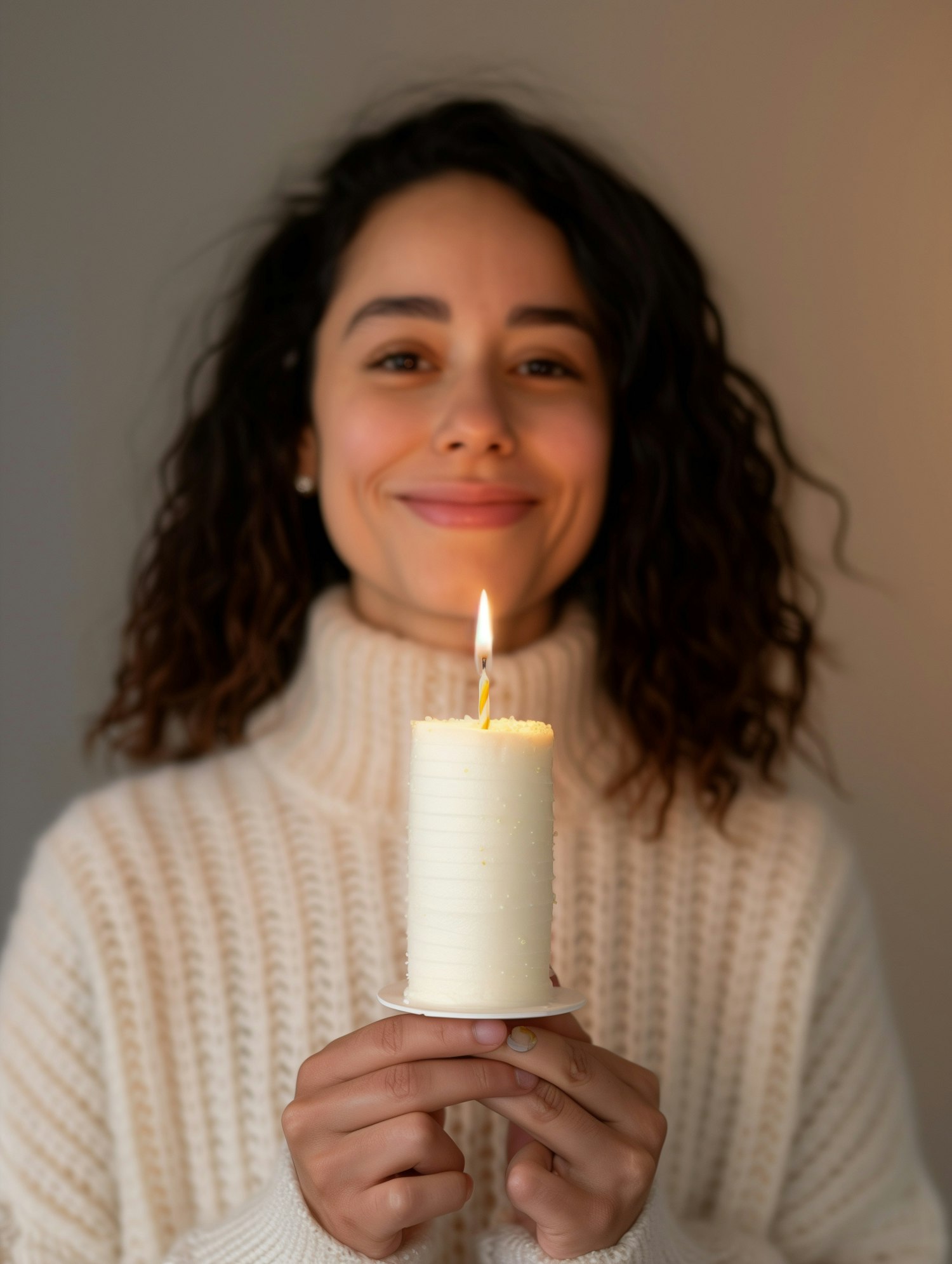 Woman Holding a Lit Candle