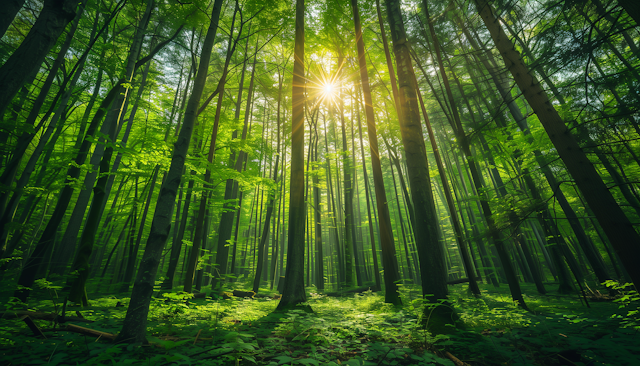 Sunburst Through the Forest Canopy