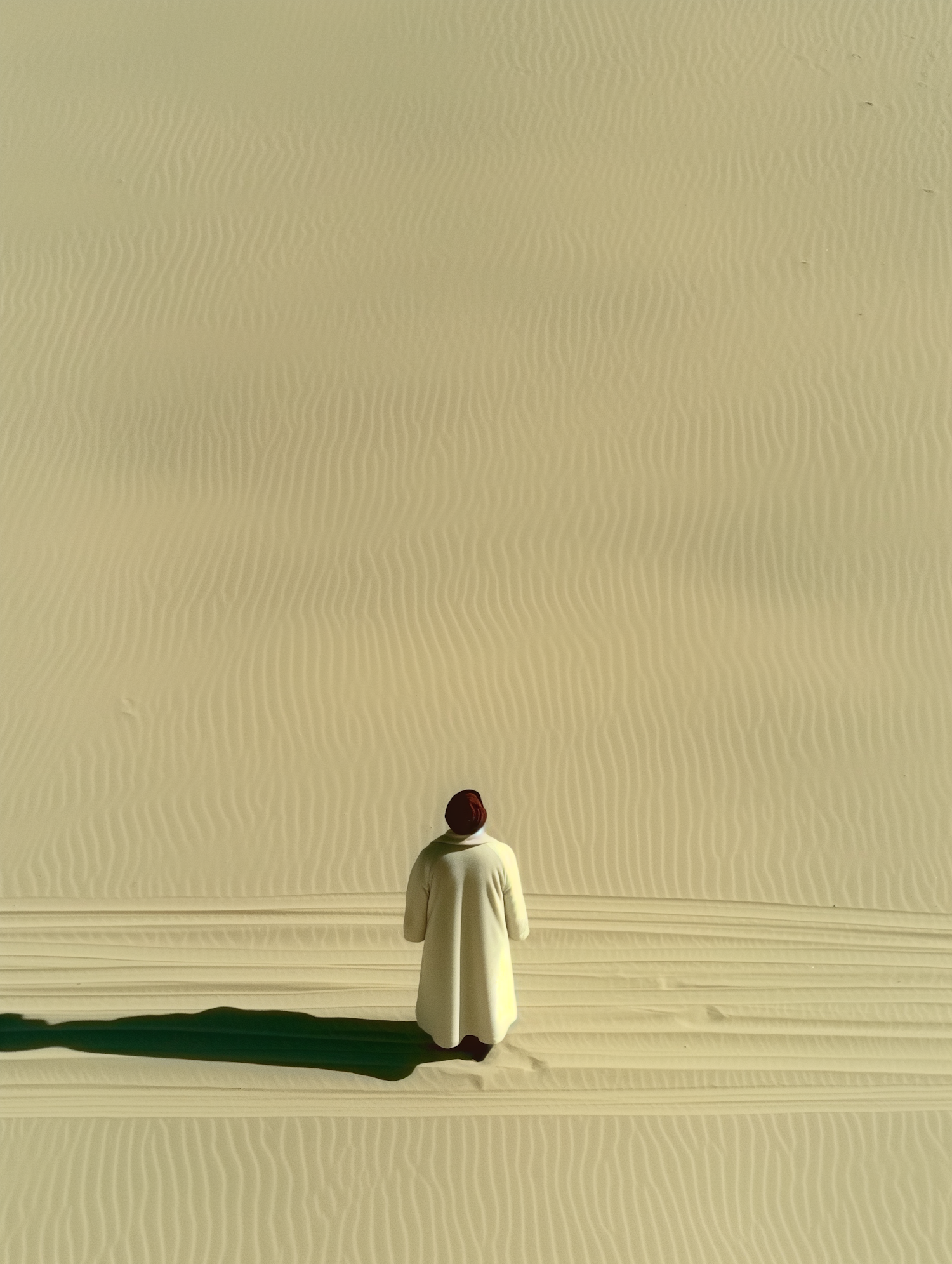 Solitary Figure amidst Desert Dunes