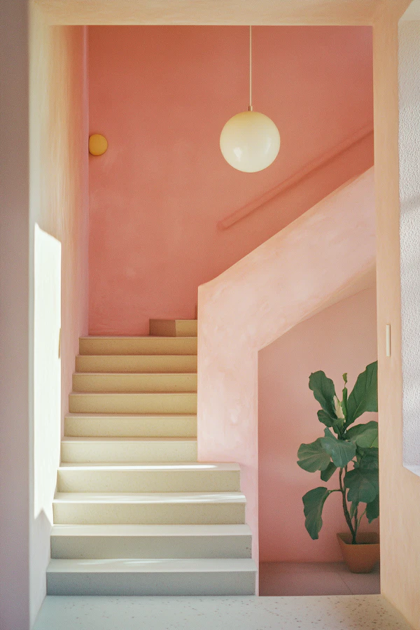 Minimalist Interior with Pastel Staircase