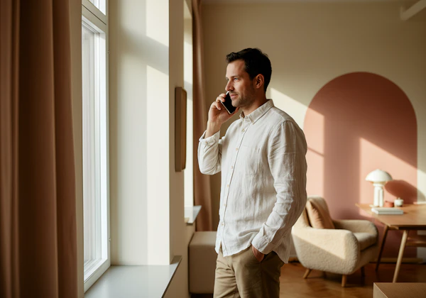 Man by Sunlit Window