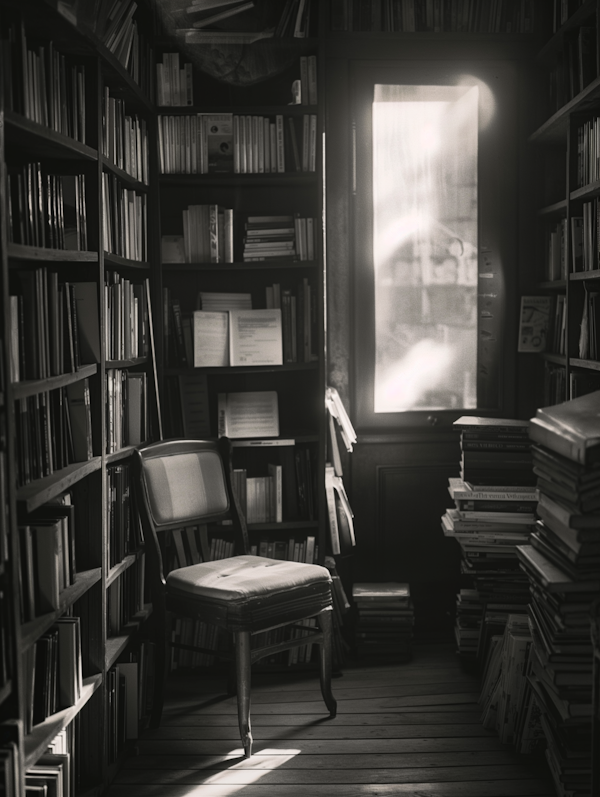 Tranquil Personal Library in Monochrome
