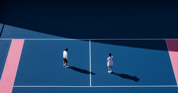 Anticipation on the Court: A Vibrant Aerial Tennis Tableau