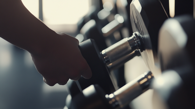 Hand Gripping Dumbbell