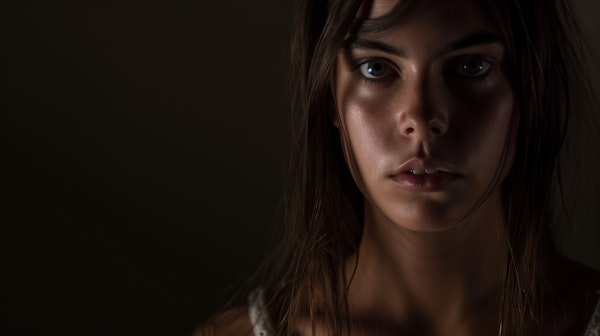 Intense Portrait of Young Woman