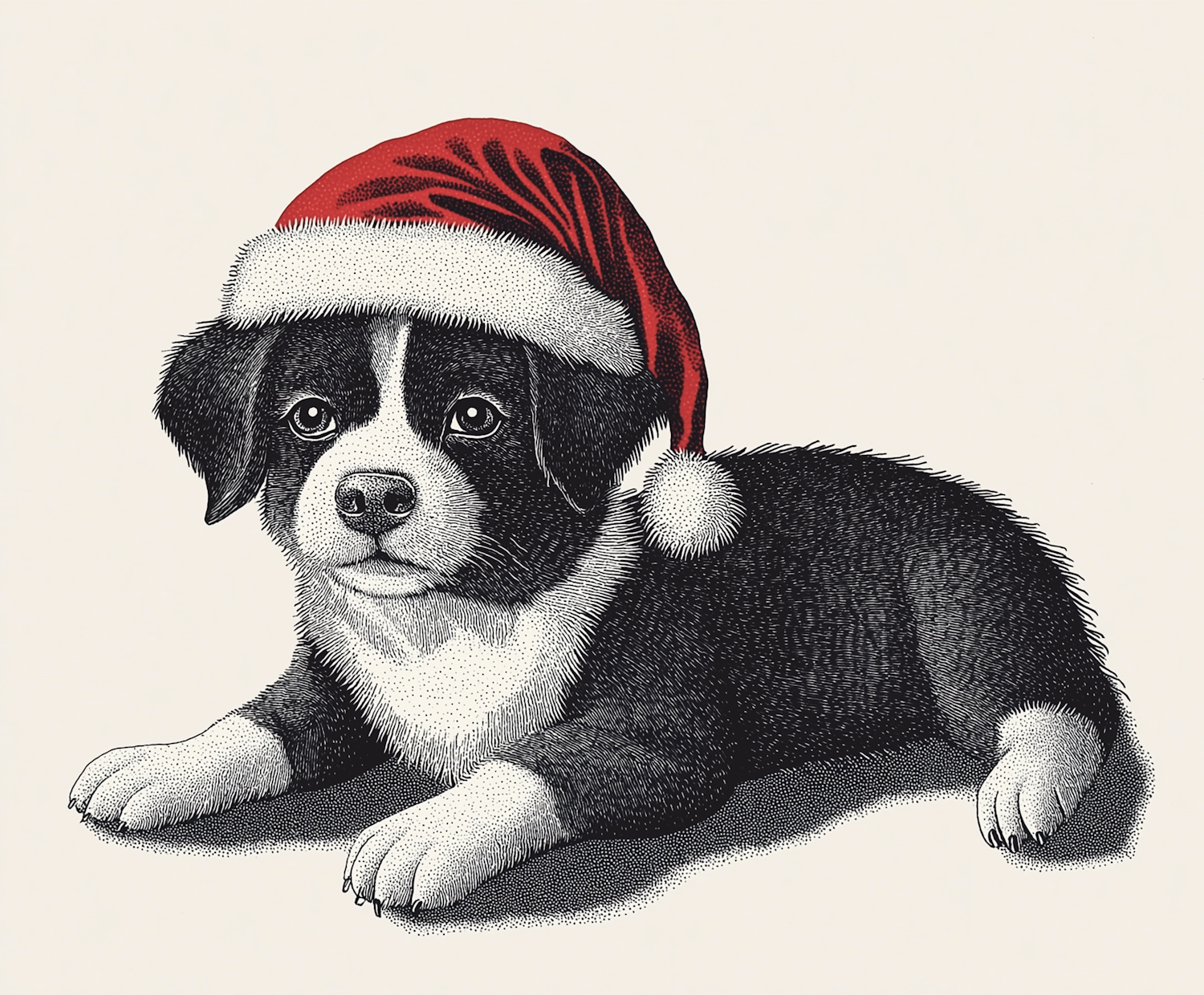 Festive Puppy in Santa Hat