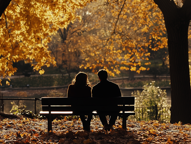 Autumn Park Bench Silhouettes