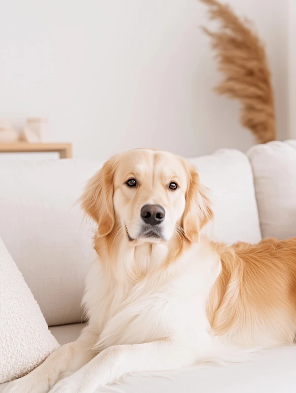 Golden Retriever on Couch