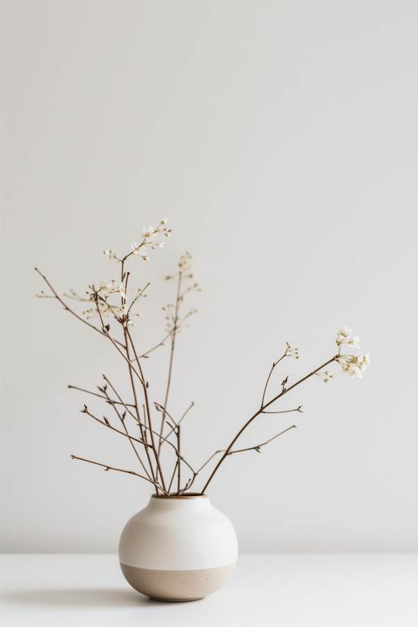 Elegant Minimalist Ceramic Vase with Dried Branches