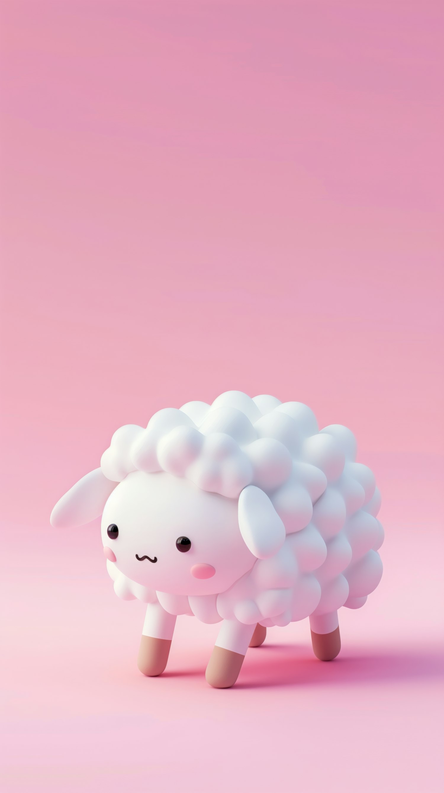 Cute Stylized Sheep on Pink Background