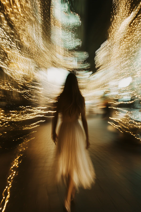Woman in a Dreamlike Light Display
