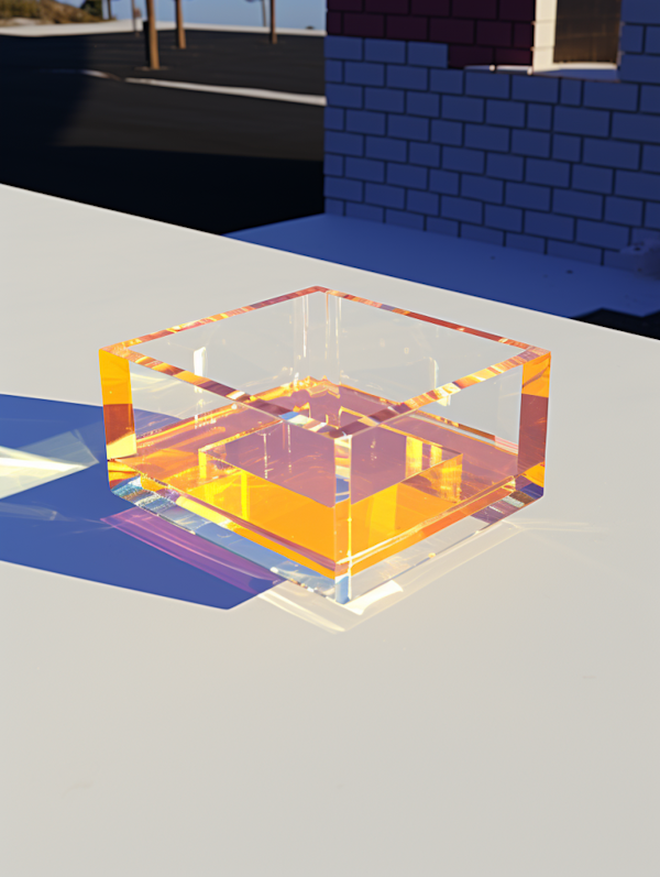 Luminous Dawn-Infused Glass Cube
