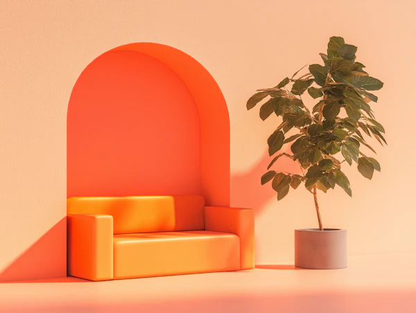 Modern Orange Sofa Scene