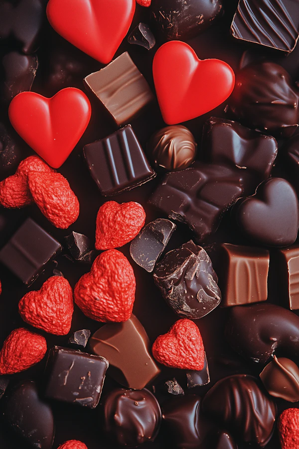 Assorted Chocolates and Heart Candies