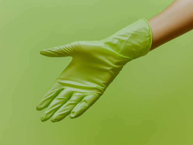 Hand in Vibrant Green Glove