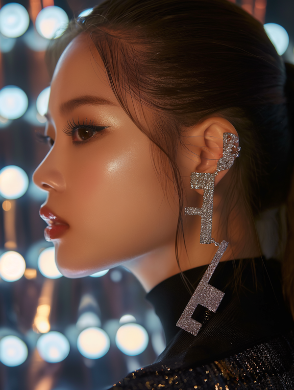 Glamorous Profile of a Woman with a Sparkling Earring