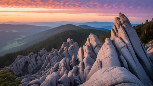 Sunlit Rock Landscape