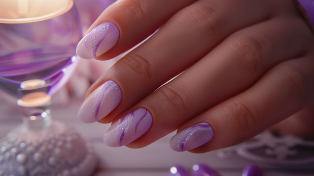 Elegant Manicured Hand with Lavender Nails