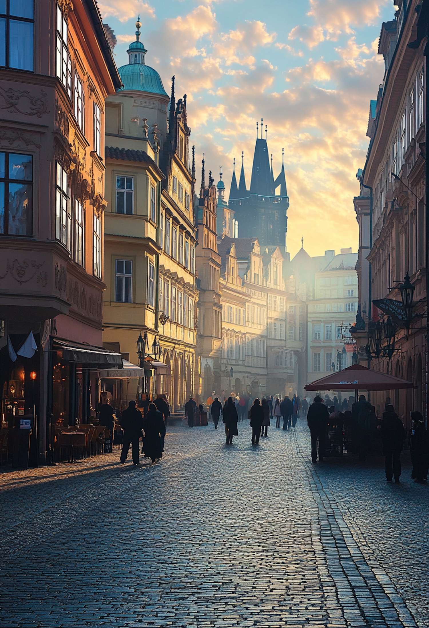 Sunrise on Cobblestone Street