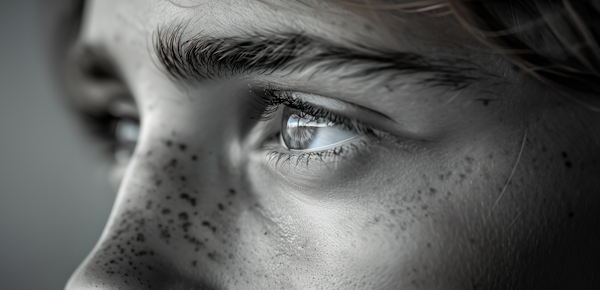 Close-Up of an Eye in Black and White