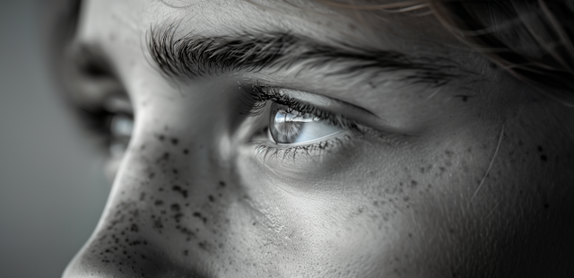 Close-Up of an Eye in Black and White