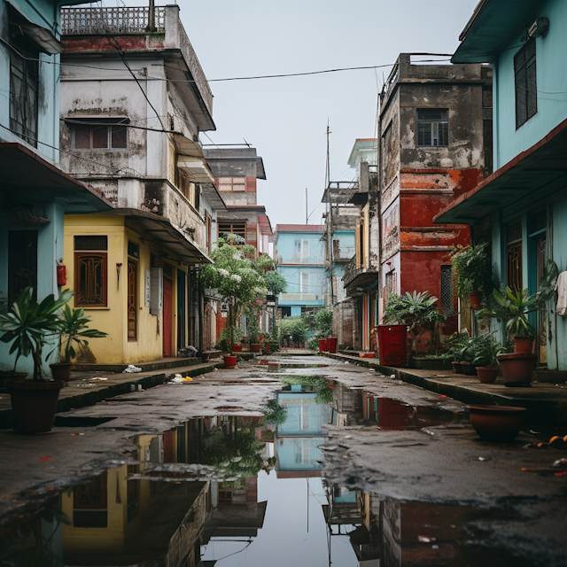 Time-Worn Alley of Faded Colors