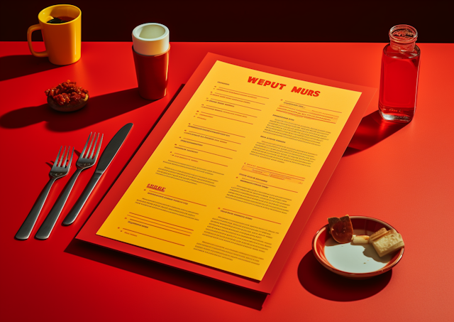 Playful Dining Set with Vibrant Yellow Menu