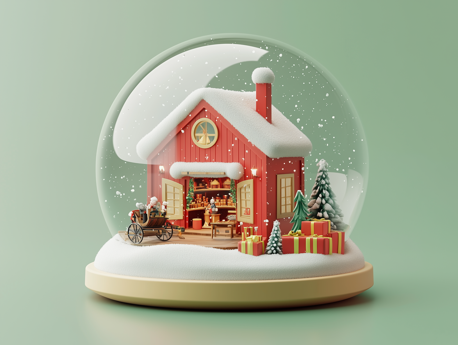 Festive Snow Globe Scene