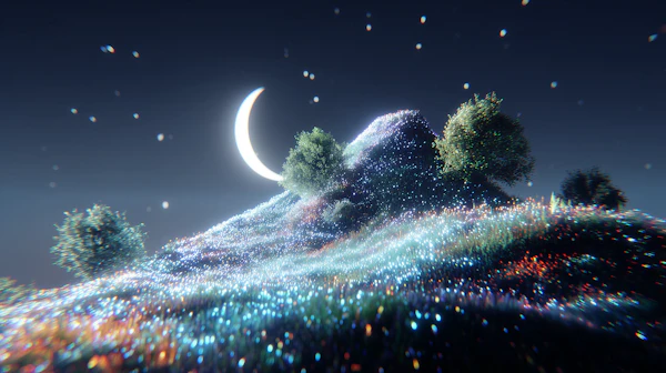 Surreal Moonlit Hill