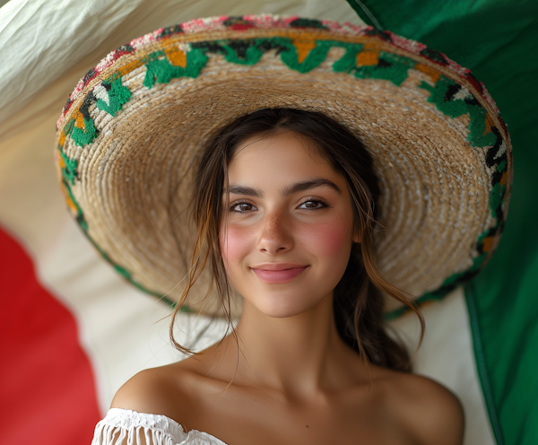 Portrait of Young Woman with Embroidered Sombrero