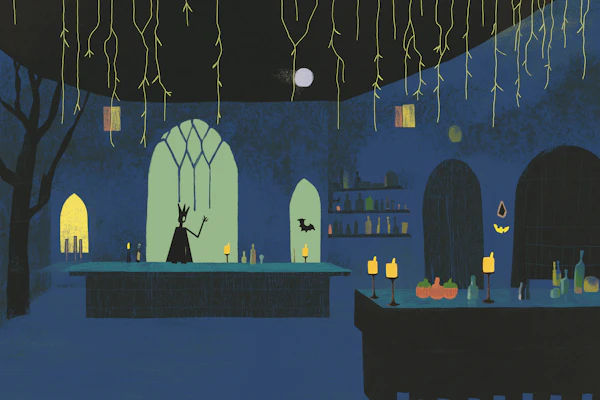 Gothic Room with Shadowy Figure
