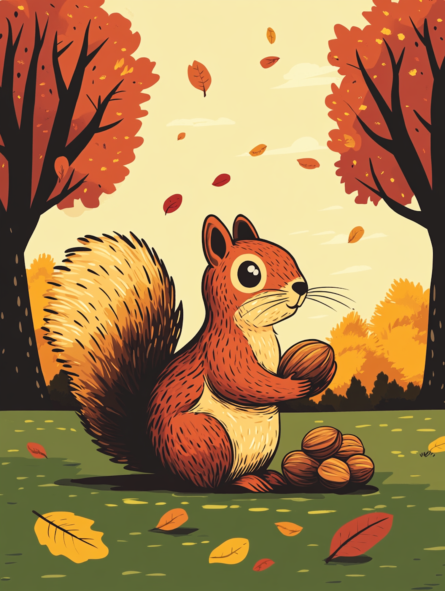 Autumn Squirrel Illustration