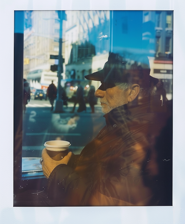 Pensive Man with Coffee Reflection