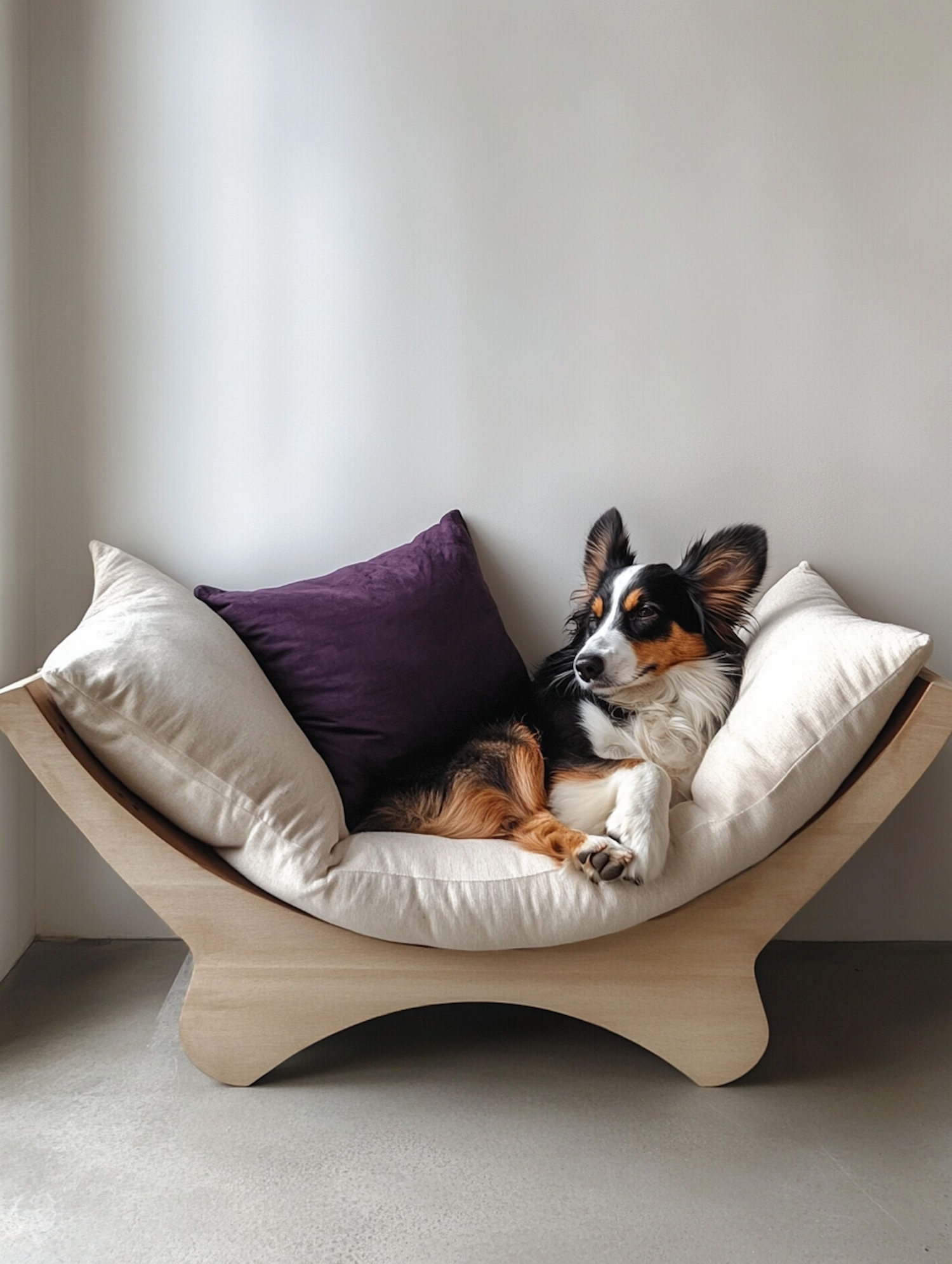 Border Collie on Modern Lounge Chair