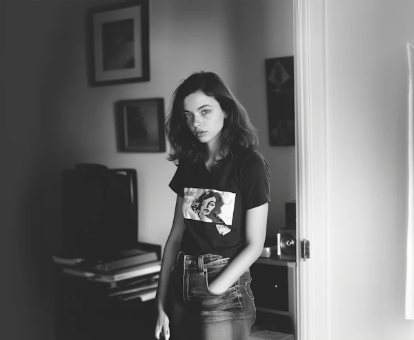 Timeless Monochrome Portrait of Young Woman