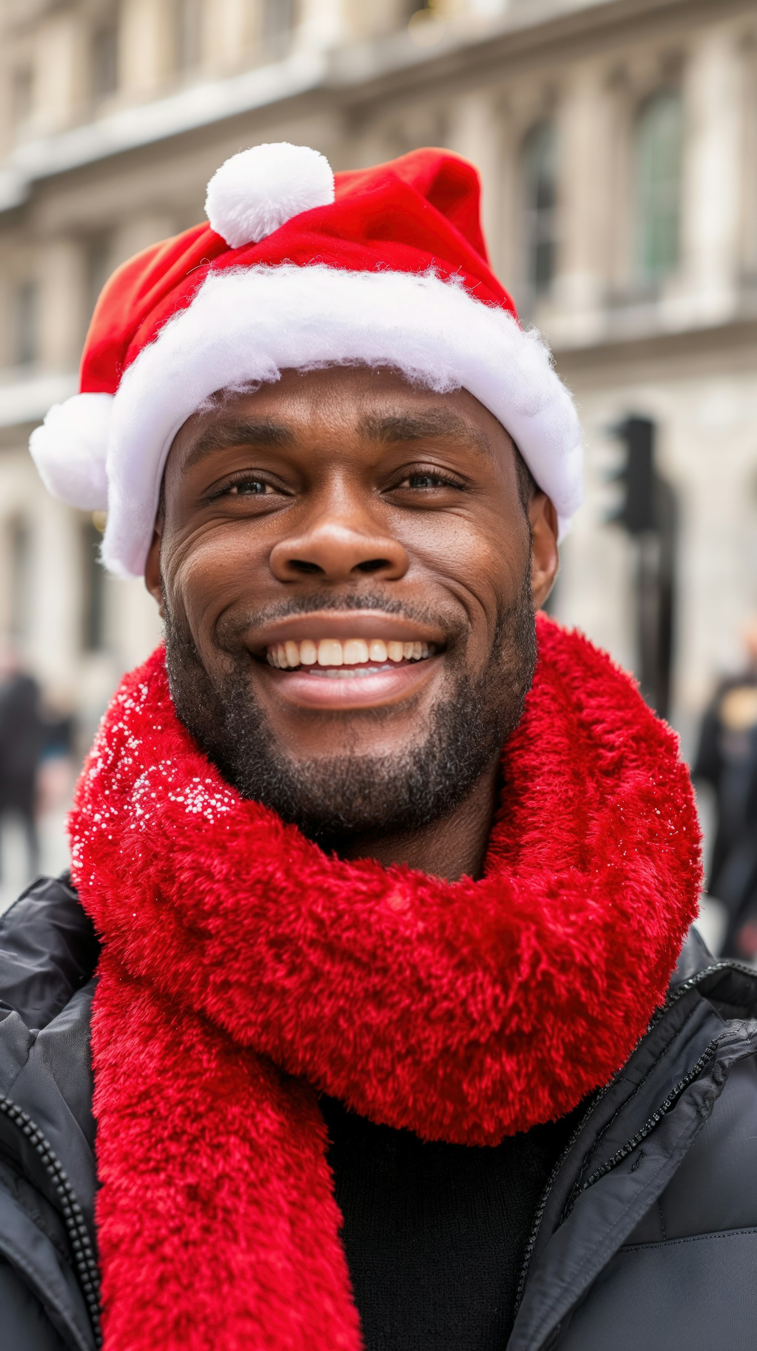 Festive Portrait with Santa Hat