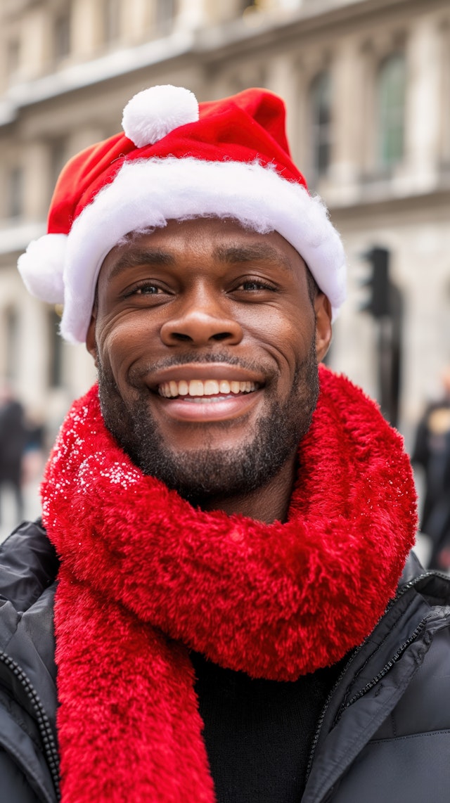 Festive Portrait with Santa Hat