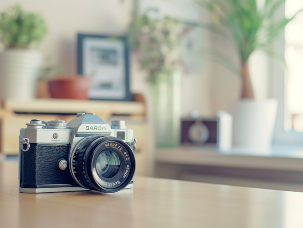 Vintage Camera on Wooden Surface