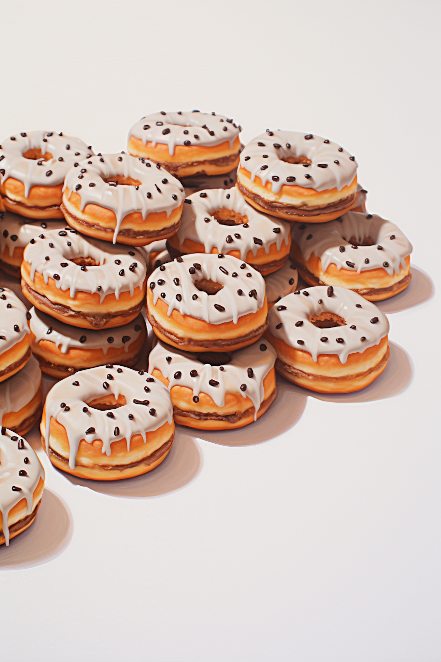 Classic Glazed Donuts with Chocolate Chips Pile