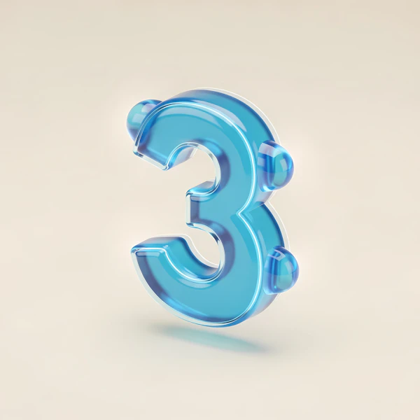 Glossy Blue Number 3
