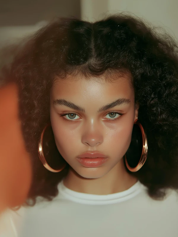 Portrait with Golden Hoops