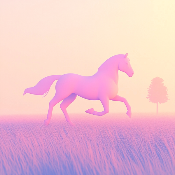 Ethereal Pink Horse Illustration