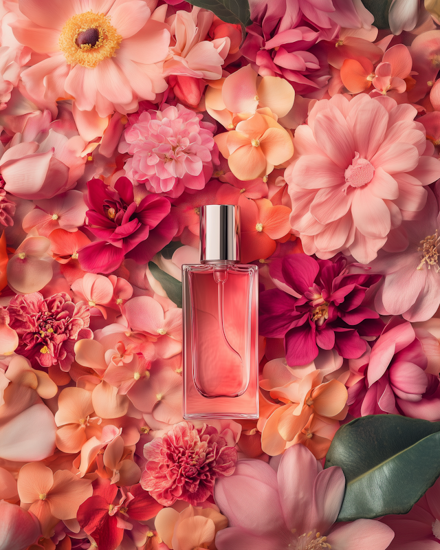 Perfume with Vibrant Flowers