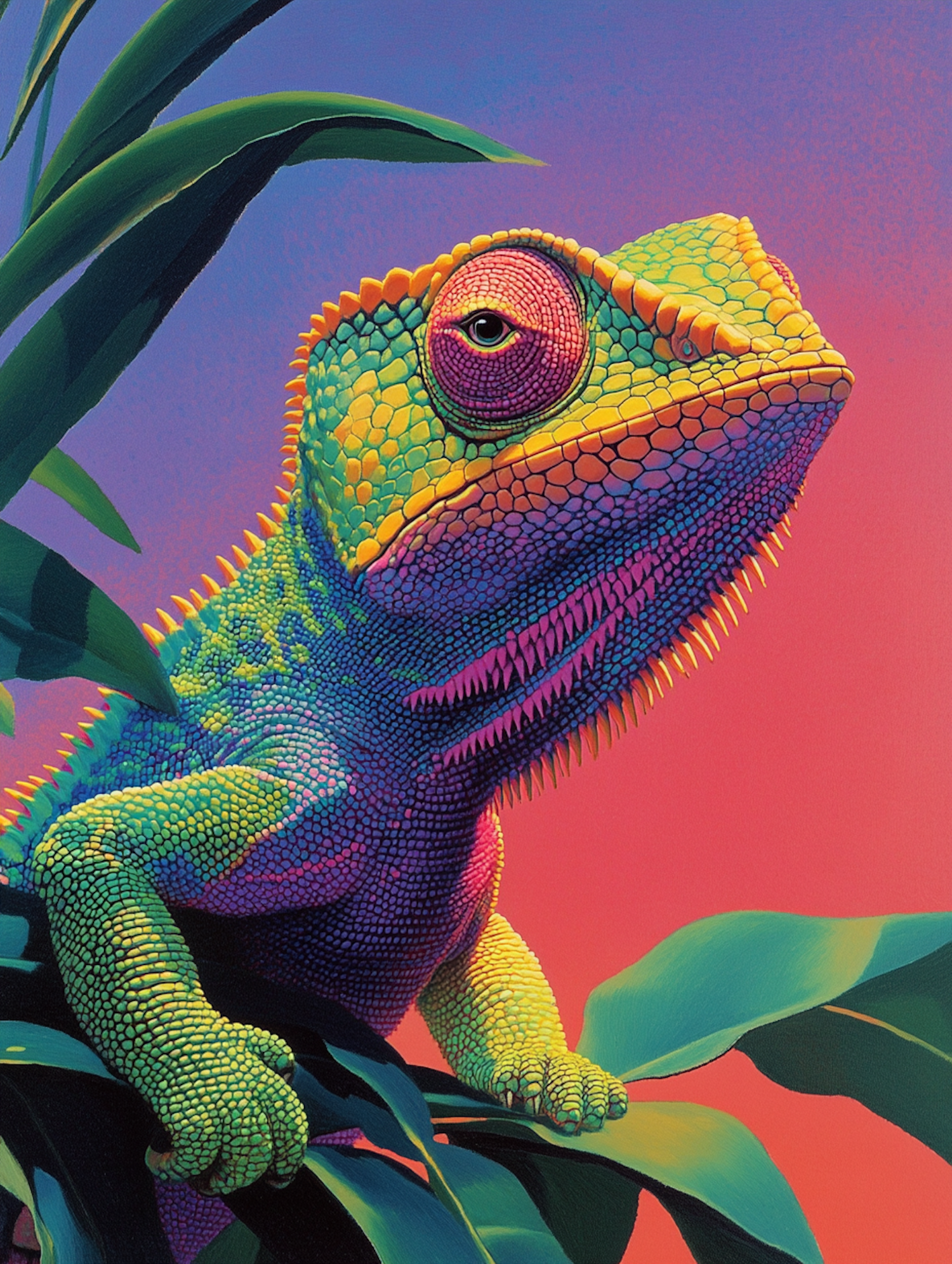 Vibrant Chameleon in Natural Habitat