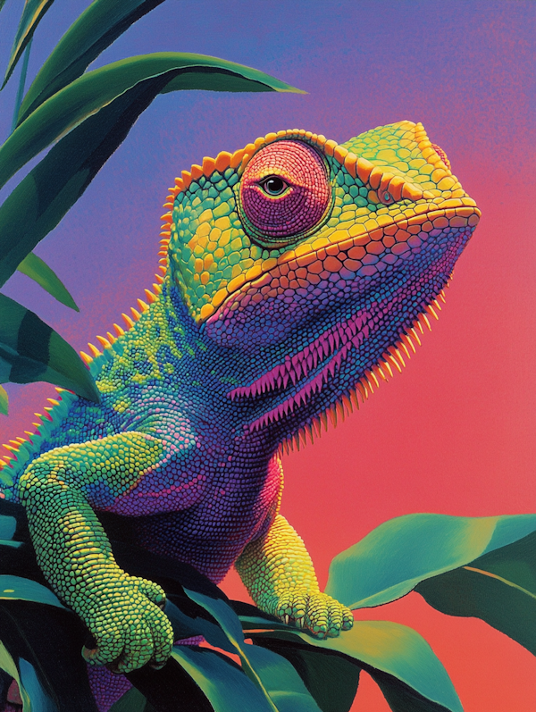 Vibrant Chameleon in Natural Habitat