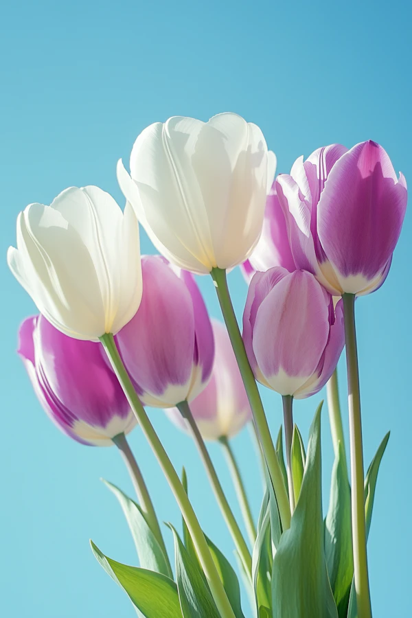 Tulips Against Blue Sky